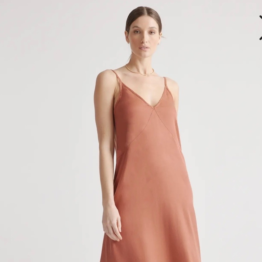 Quince Vintage Wash Tencel Maxi Slip Dress Terracotta